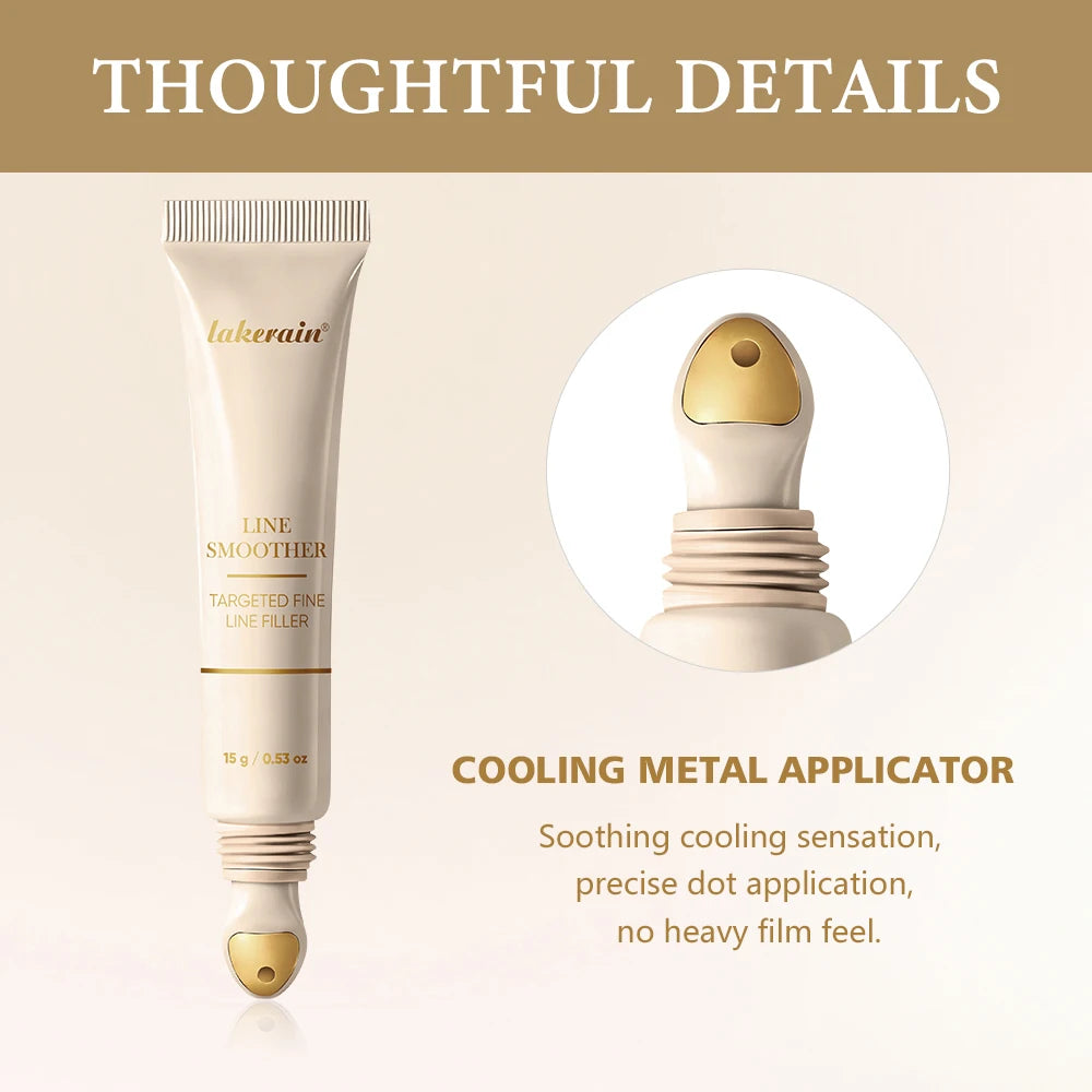 Lakerain Line Smoother Anti Wrinkle Cream with cooling metal applicator for precise dot application.