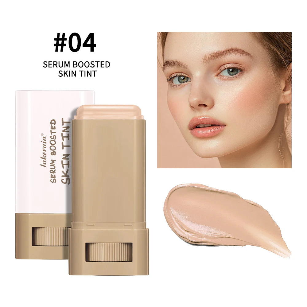 Even Skin Tone Best Stick Foundation Travel Makeup stick with model showcasing natural glow and creamy texture on skin.