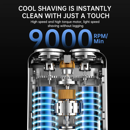 Cutaway view showcasing the high-speed motor of the Rotary Mini Electric Smart Shaver, delivering 9000 RPM for smooth shaving.