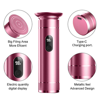 Electric Aluminum Foot Callus Remover Grinder Tool with digital display and Type-C charging port.