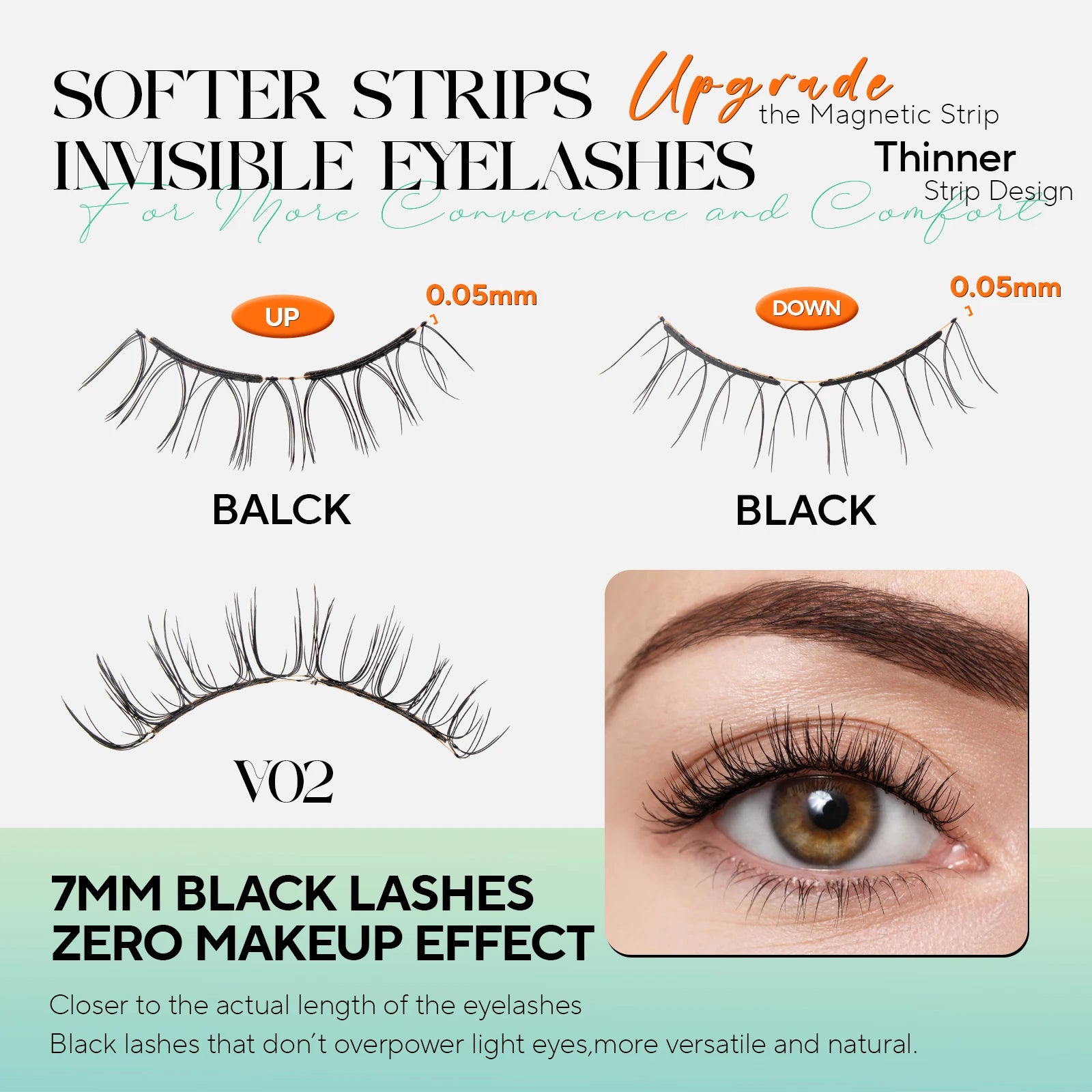 Magnetic Eyelashes Reusable Natural Look False Lashes with soft, invisible design for a natural effect.
