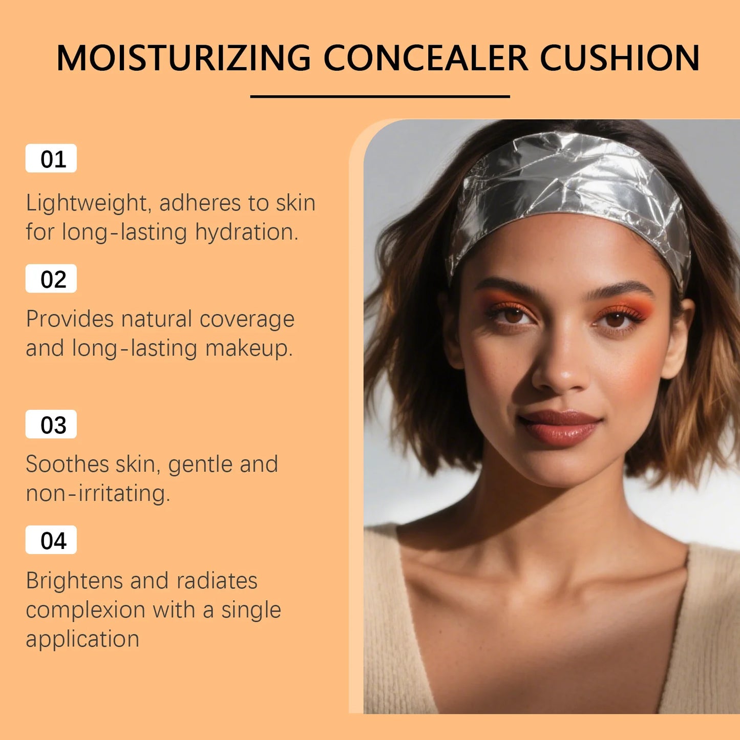 Lightweight Concealer Hydrating Liquid Foundation promotes hydration and natural coverage with a moisturizing concealer cushion.