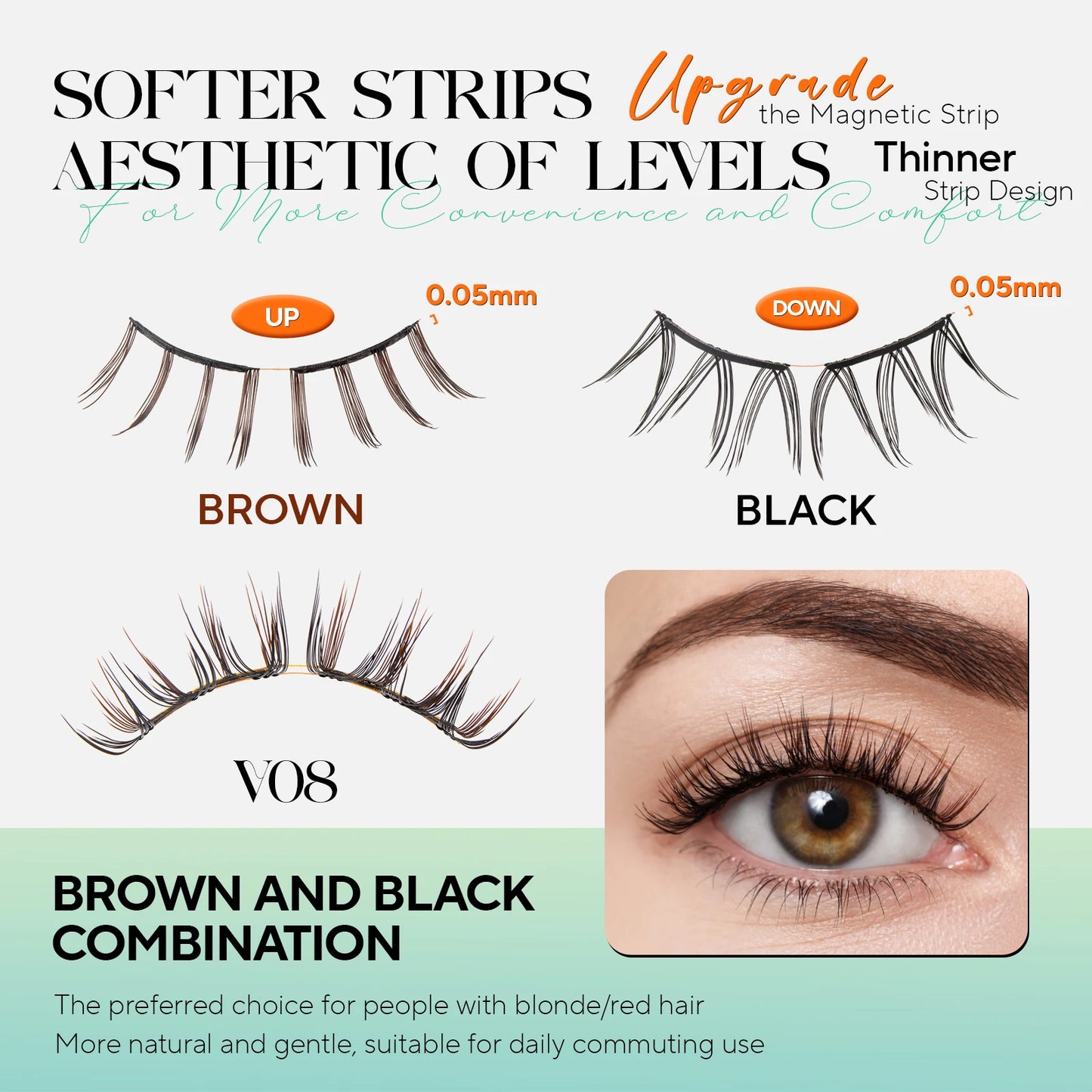 Magnetic Eyelashes Reusable Natural Look False Lashes with brown and black color options for stunning eye enhancement.