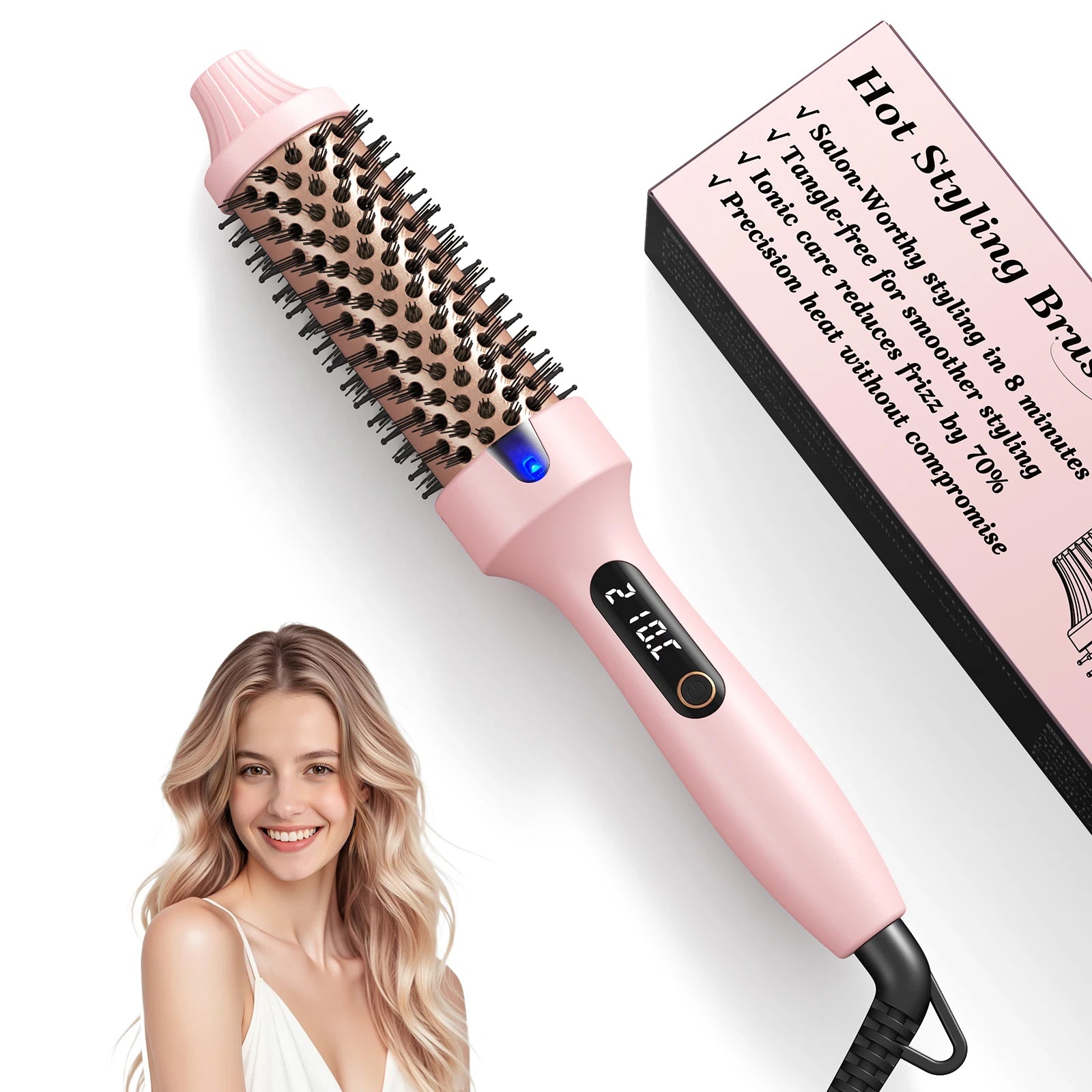 Dual Voltage Ionic Thermal Brush for effortless styling and perfect curls, ideal for daily hair care.