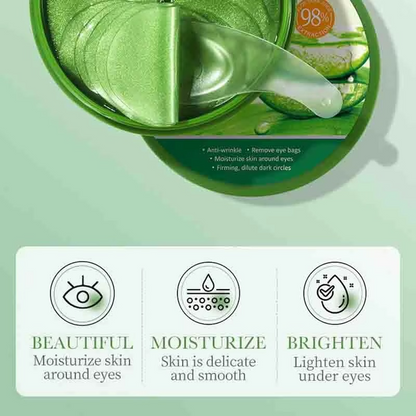 Aloe Vera Collagen Eye Mask for Dark Circles & Puffiness with moisturizing and brightening benefits.