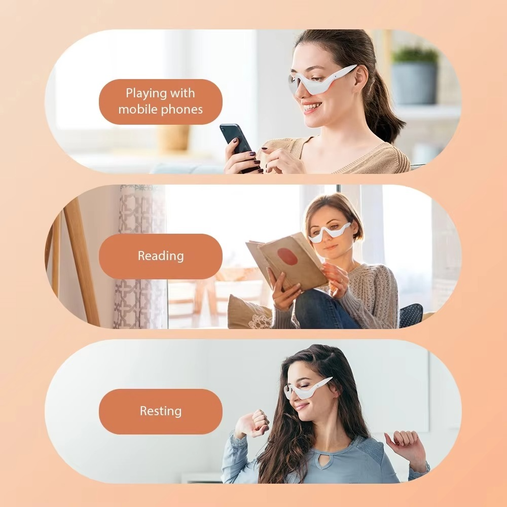 RevitalEyes Under-Eye Red Light Therapy for relaxation while using mobile phones, reading, and resting.