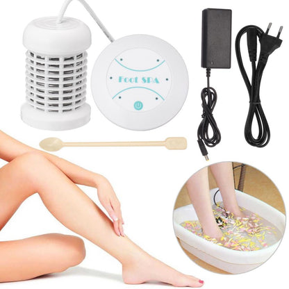 Ionic Detox Foot Spa Cleanse Machine components including device, power cord, and foot soaking setup.