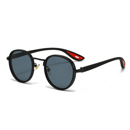 Vintage designer outdoor sunglasses with black frames and blue lenses, perfect for stylish outdoor wear.