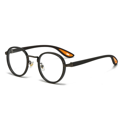Vintage designer outdoor sunglasses with round frames and stylish orange accents for fashionable everyday wear.