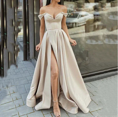 Multicolor V-neck Backless Tube Top Dress for Women worn by a model in an elegant outdoor setting.