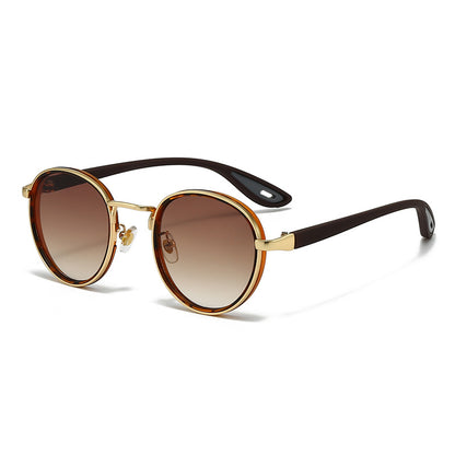 Vintage designer outdoor sunglasses with round frames and gradient lenses, perfect for stylish outdoor activities.