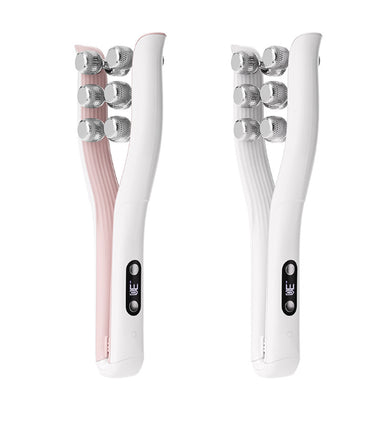 FaceSculpt EMS Microcurrent Face Lifting Beauty Roller in pink and white designs for skincare