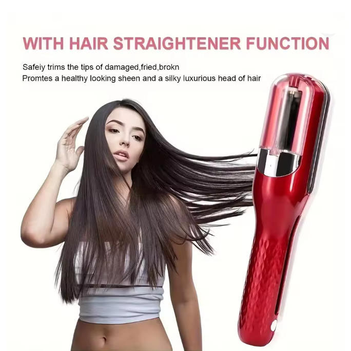 Split End Hair Trimmer for Smooth Healthy Looking Hair with hair straightener function promoting sleek hair.