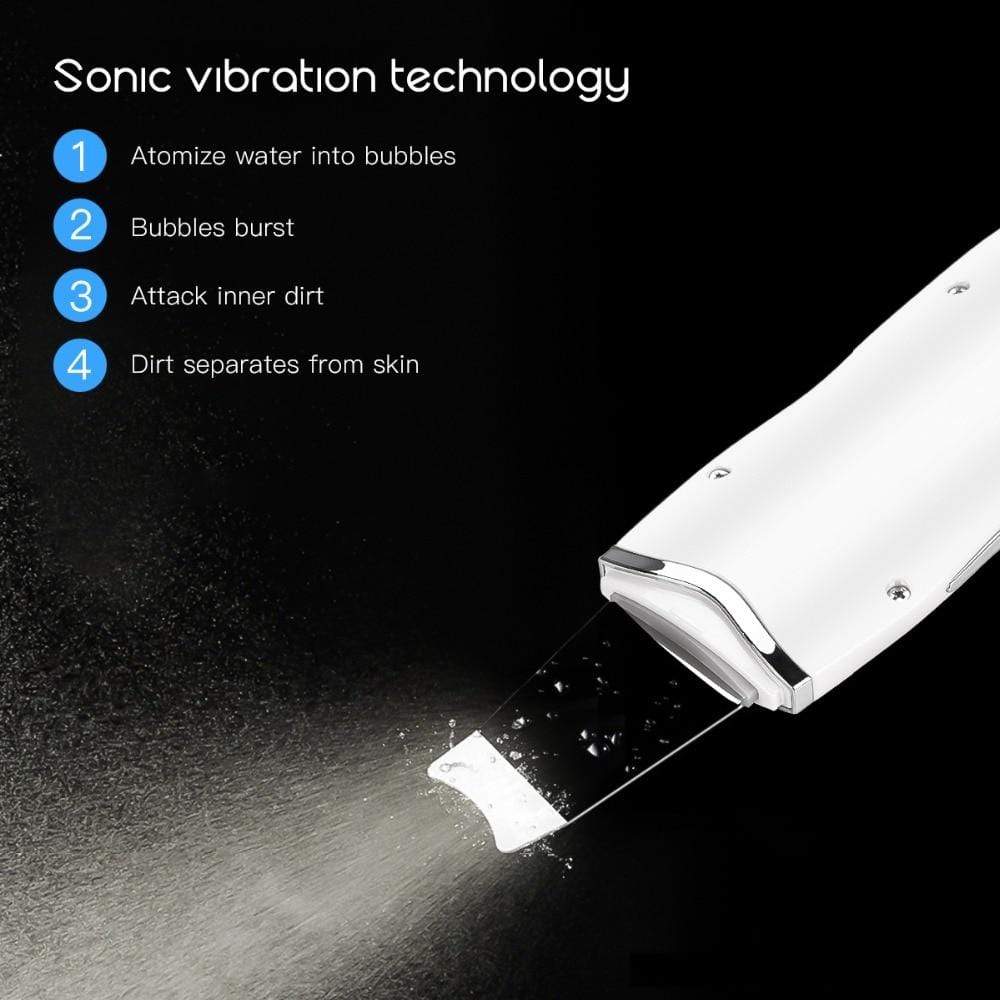 Sonic vibration technology showing how the Deep Facial Cleanser & Face Scrubber atomizes water and removes dirt.