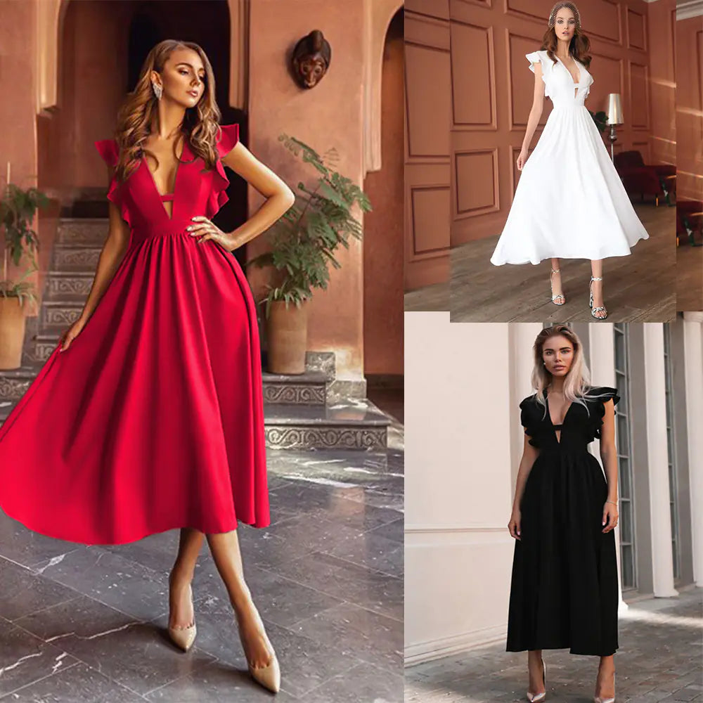 GraceFlow White Elegant Midi Dress styled in a chic and sophisticated way, featuring elegant design elements for versatile fashion.